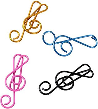 20Pcs Paper Clips, Small Paper Clip, Cute Musical Notes Style Paperclips, Assorted Metal Colorful, Music Notes Paperclip for School Office Home Supplies Organizer Accessory