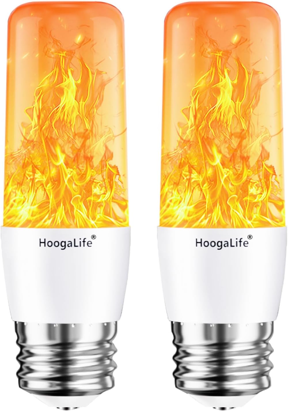 HoogaLife Flame Light Bulbs, Warm Flickering Light Bulbs Effect of Real Fire, E26 Led Flame Light Bulb for Christmas, Halloween, Party Patio Porch Home Holiday Indoor & Outdoor Decorations-2 Pack
