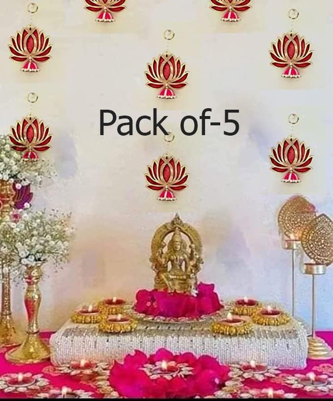 Radhesh Rakhi Wall Decor Lotus Jhumka for Home Decor,Diwali Decor,Wedding and All Festival Decor (Raani).Double Layer MDF, Brst Quality Lotus (5 pic) (B0CJM8RXTF) Amazon Price History, Amazon Price Tracker