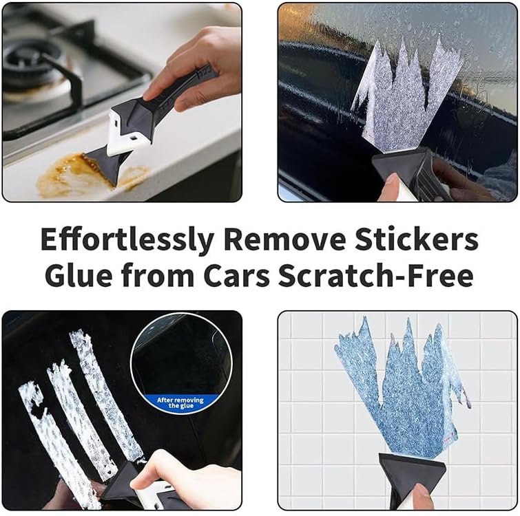 5 in 1 Silicone Caulking Tools（Stainless Steelhead）, Sealant Finishing Tool Grout Scraper, Reuse and Replace 5 Silicone Pads, Great Tools for Kitchen Bathroom Window, Sink Joint