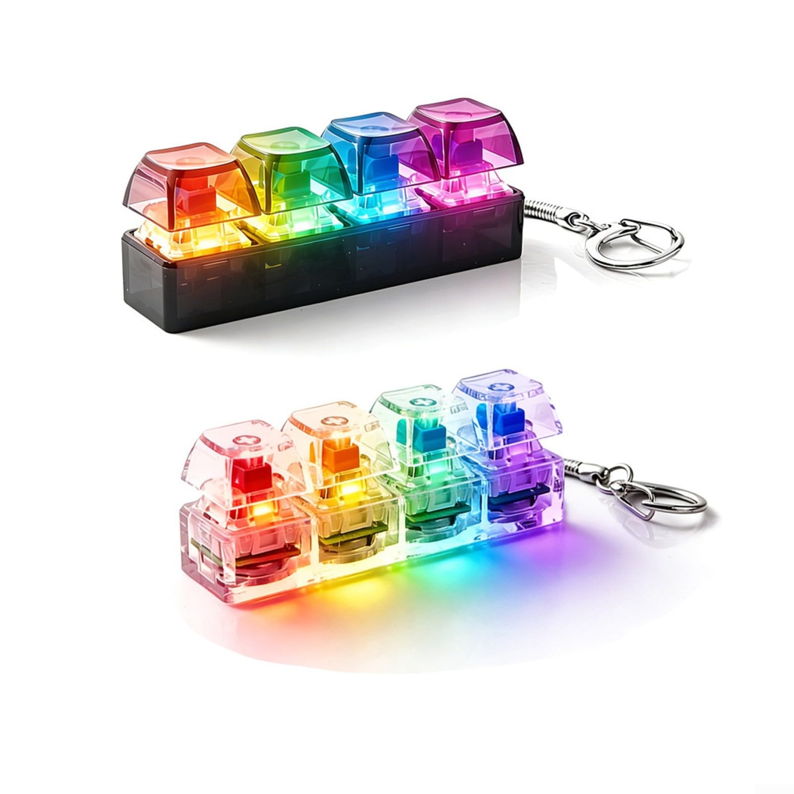 RGB Fidget Keyboard Key Fobs - Stress Relief & LED Lights -10