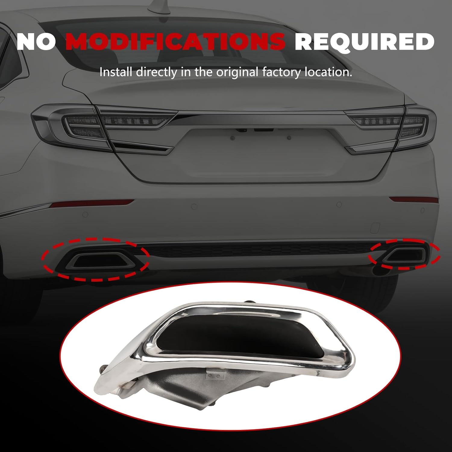 2PCS Exhaust Muffler Tail Pipe Tip with Bracket fits Accord 2018 2019 2020 Replaces 18310-TVE-H01 18320-TVE-H01