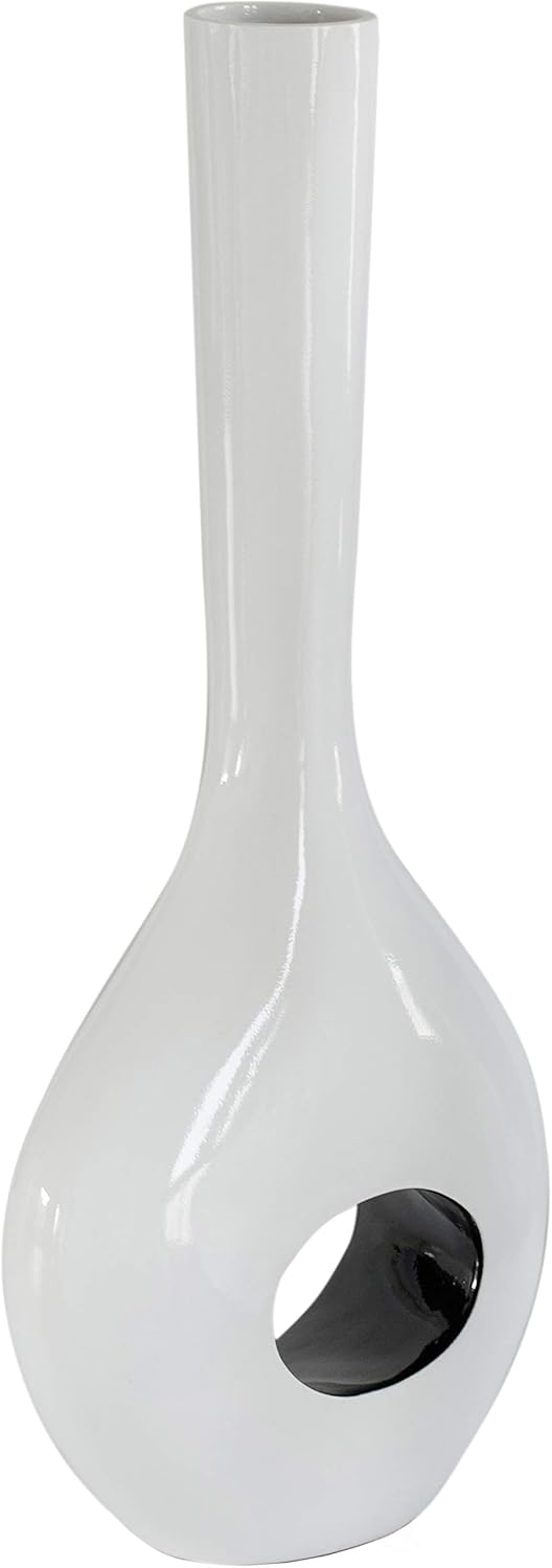 Tall Floor Vase, White Vase with Hole Inside Black 45 Inch Vase, Tall Vase for Home Décor, Interior Decoration, Modern Floor Vase, Tall Vases for Floor