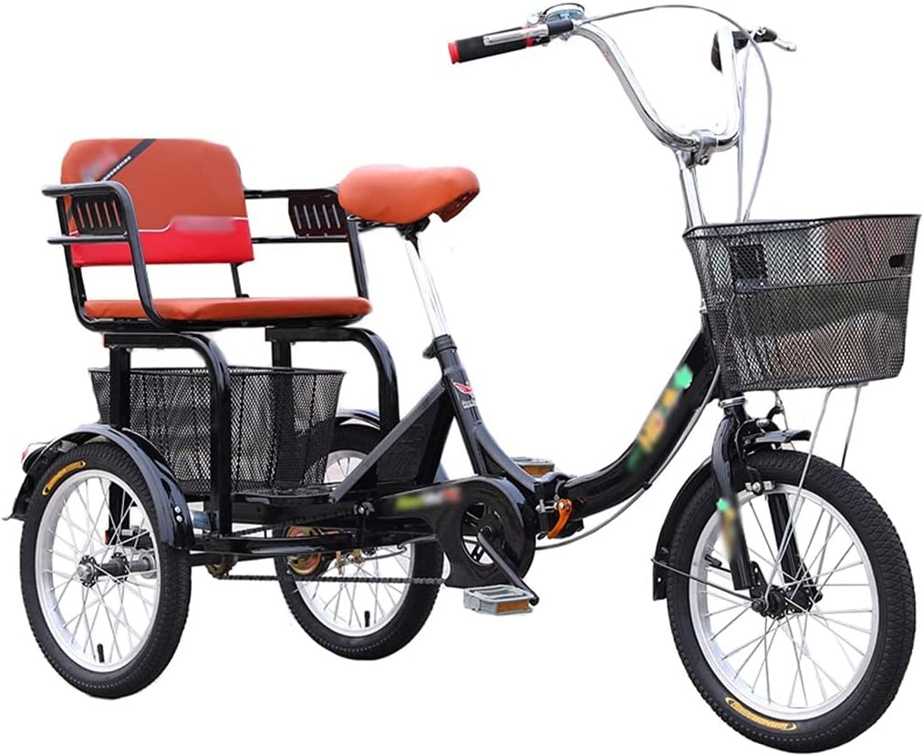Adulto Triciclo Plegable 16 Pulgadas 3 Ruedas con Asiento Absorbente