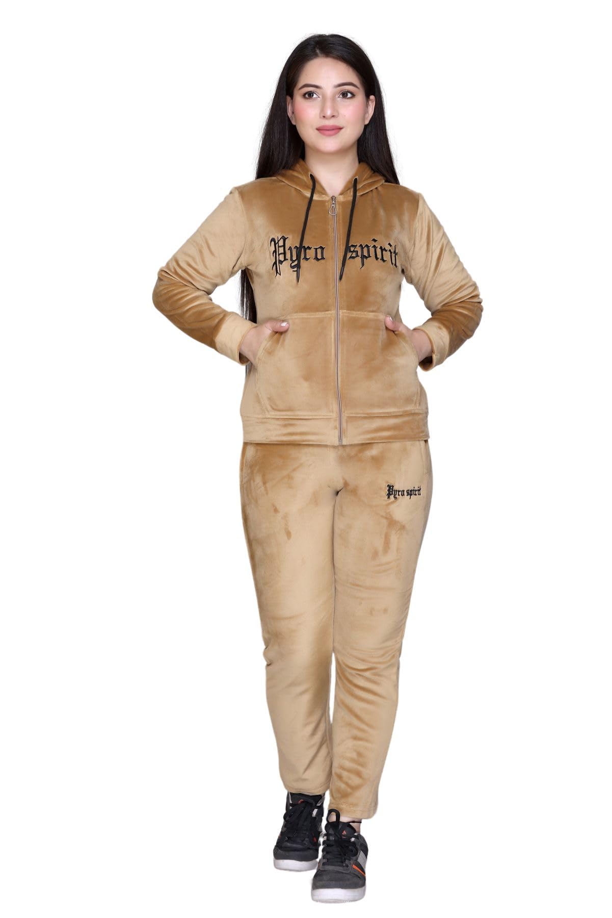 pyro spirit Women's Top and Bottom Winter Set | Activewear Set | Winter Zipper Tracksuit in velvet for Women | Solid Winter TrackSuits | Activewear | Gymwear | Sportswear-picture-21