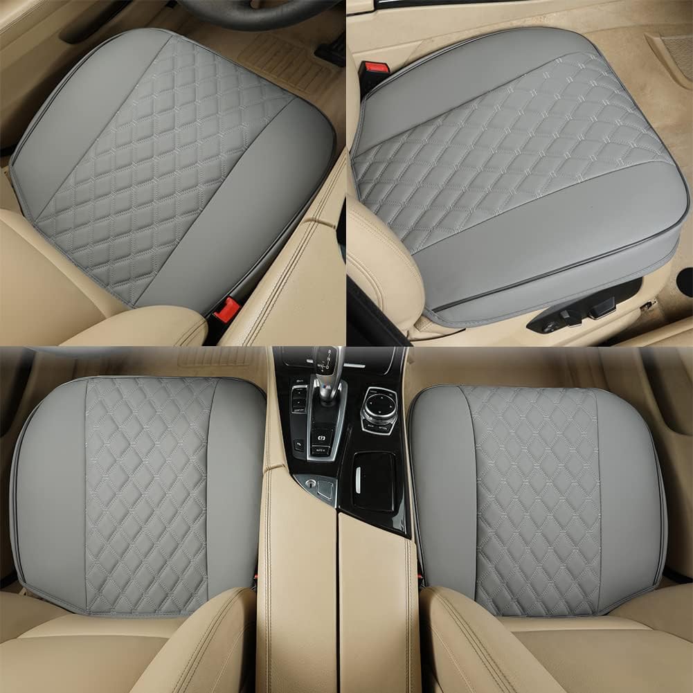 Black Panther Luxury Faux Leather Car Seat Cover Set - 2 Front Bottom Seat Covers and 1 Rear Bottom Seat Cover, Black (Diamond Pattern)
