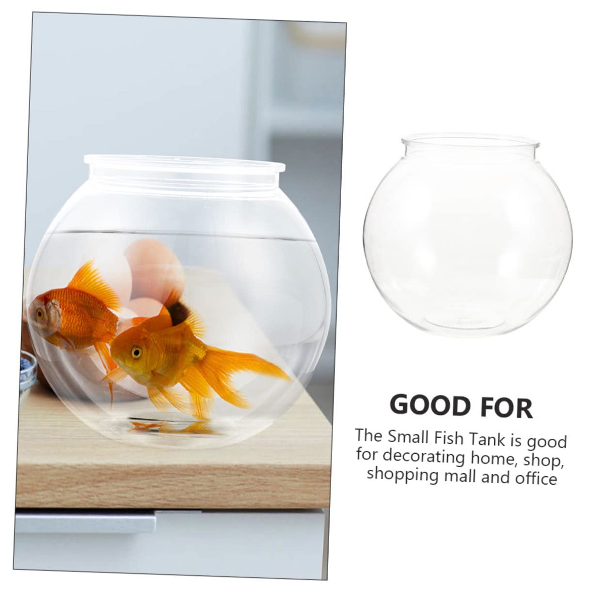 Housoutil Acuario Pequeño Transparente De Pecera Redonda Decorativa para Hogar y Oficina Tanque De Peces Dorados y Betta Decorativo y Resistente