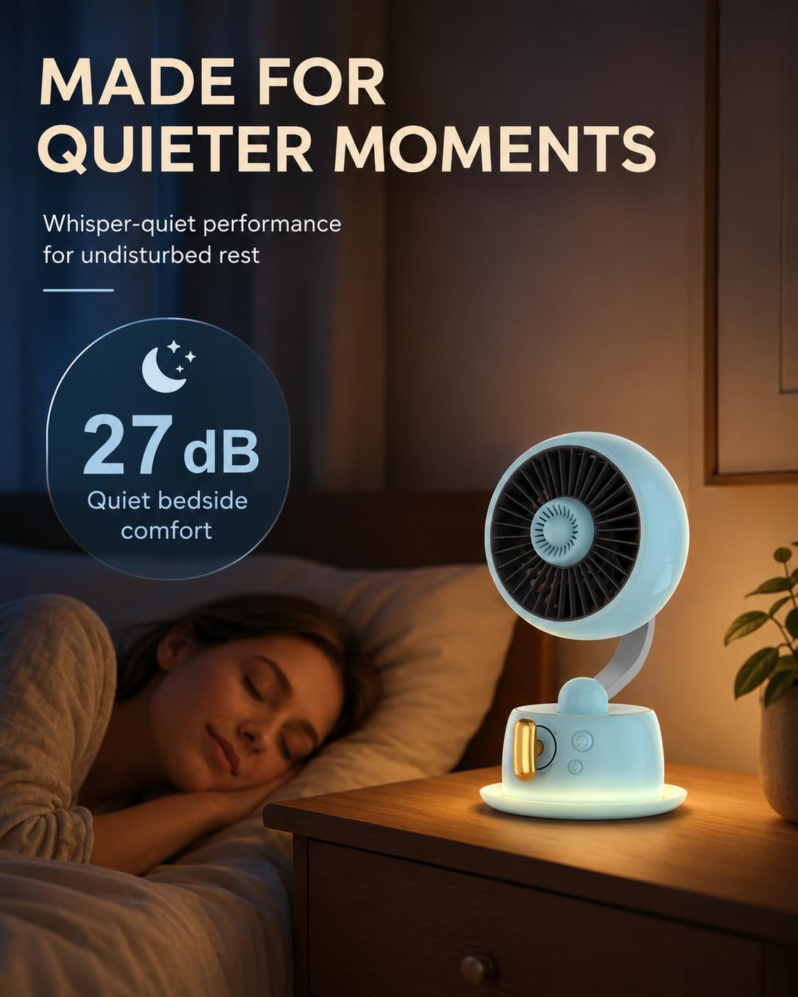 Rechargeable Desk Fan with Mechanical Controls, Metal Body, Blue