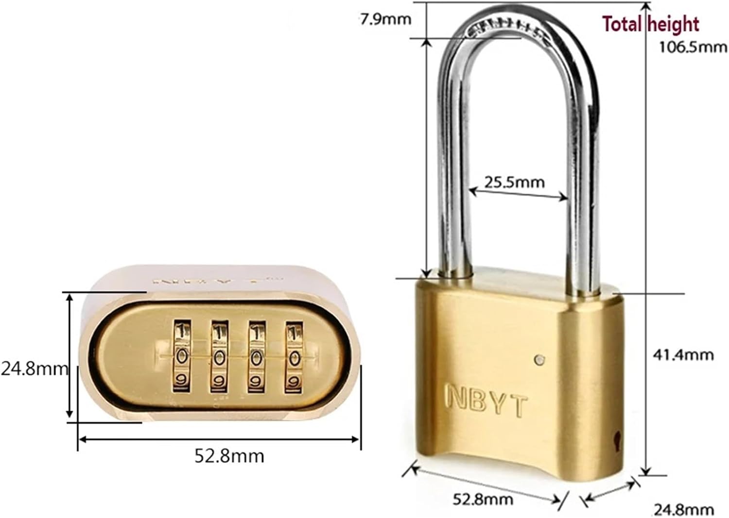 Copper Combination Padlock for Gate Door Cabinet Gym Locker Code Combination High Security Digital Password Lock 1Pcs(Number 2)