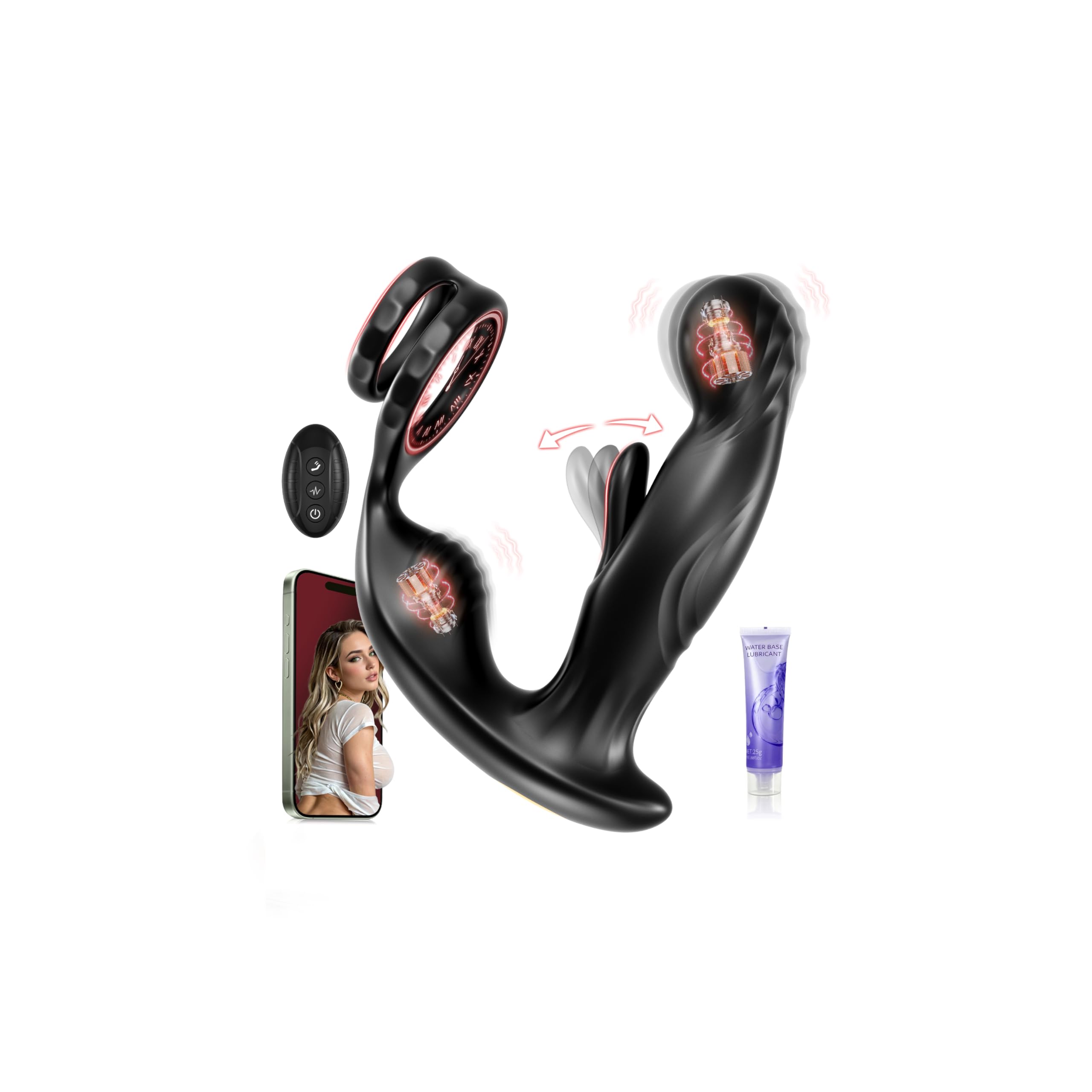 Vibratore Anale Sex Toy Uomo - Vibratore con APP Telecomando, Massaggiatore Prostatico Vibratore per Uomo con 10 Modalità di Vibrazione e 10 Modalità di Oscillazione, Toys Sessuali per Uomini