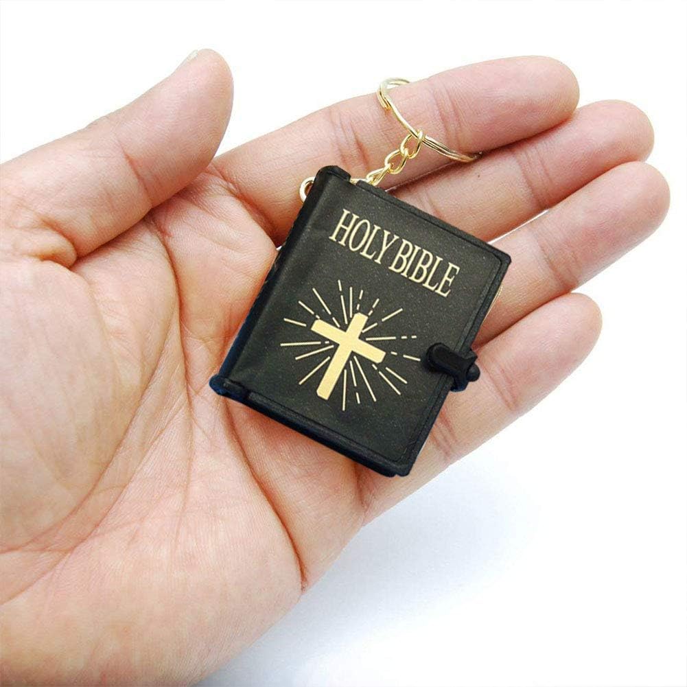 Freesooth Bible Keychain, 12 PCS Tiny Bible Mini Bibles for Kids Bulk Mini Bible Real Bible Key Chains Handbag Pendant Gift, with Magnifying Glass