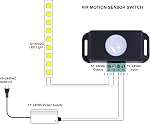 Paquet de 2 Sensky 6A DC 12V 24V PIR Capteur de mouvement,LED Interrupteur de détecteur de mouvement Corps Détecteur infrarouge de détecteurs de mouvement Interrupteurs pour la fonction minuterie Contrôle des signes PIR Contrôleur LED Éclairage des bandes