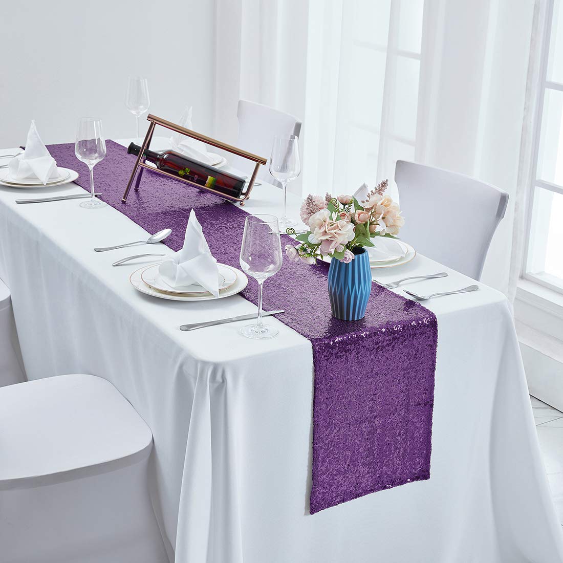 Glitzernder Pailletten-Tischläufer 30,5x183 Cm – Pink, Für Hochzeit, Geburtstag & Partys