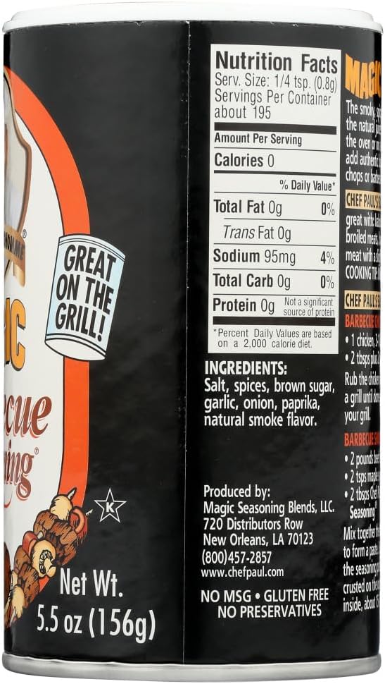Chef Paul Barbeque Magic Seasoning, 5.5000-ounces (Pack of6)