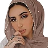 ANKOMINA Women Soft Chiffon Rhinestone Long Scarf Shawl Fashion Muslim Hijab Head Wrap Scarves