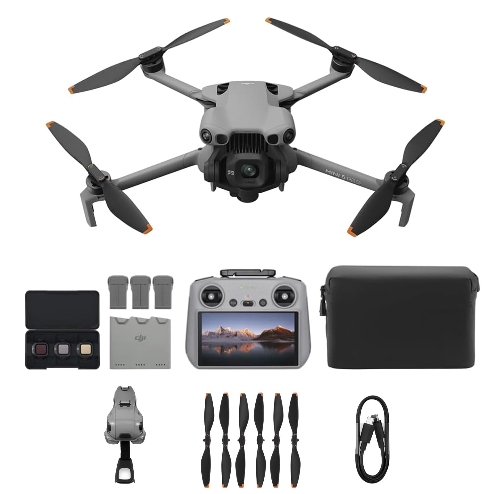DJI Mini 5 Pro Fly More Combo Plus mit DJI RC 2, 4K Drohne mit Kamera, 1-Zoll CMOS, Hinderniserkennung, ActiveTrack 360°, 225°-Gimbal-Rotation, 3 Akku, C1 (Drohne)