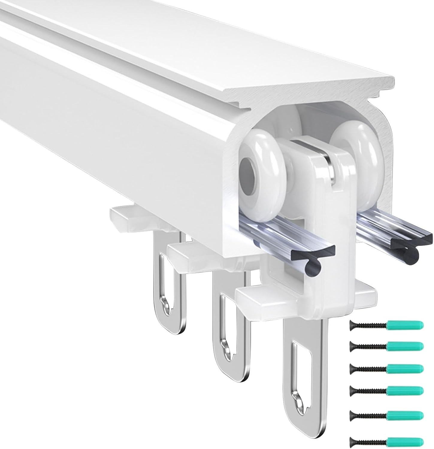 Heavy-Duty Curtain Tracks for Ceiling or Wall Mount - Single Track Curtain Rails with Accessories for Hanging Curtains & Tulle, Ideal for Living Room & Bedroom Privacy Divider