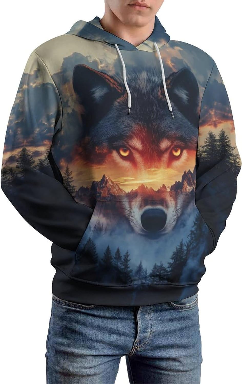 Unisex Novelty Wolf Graphic Hoodie 3D Print Animal Fashion Pocket Sweatshirt - Image 2