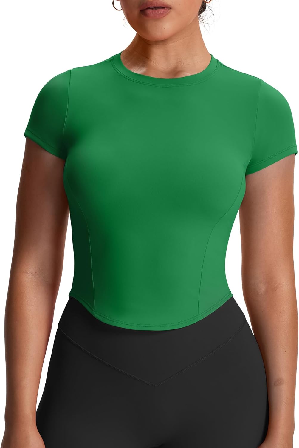 Aoxjox Women's Short Sleeve T-Shirts GEO Baby Tee Workout Gym Yoga Crop Top