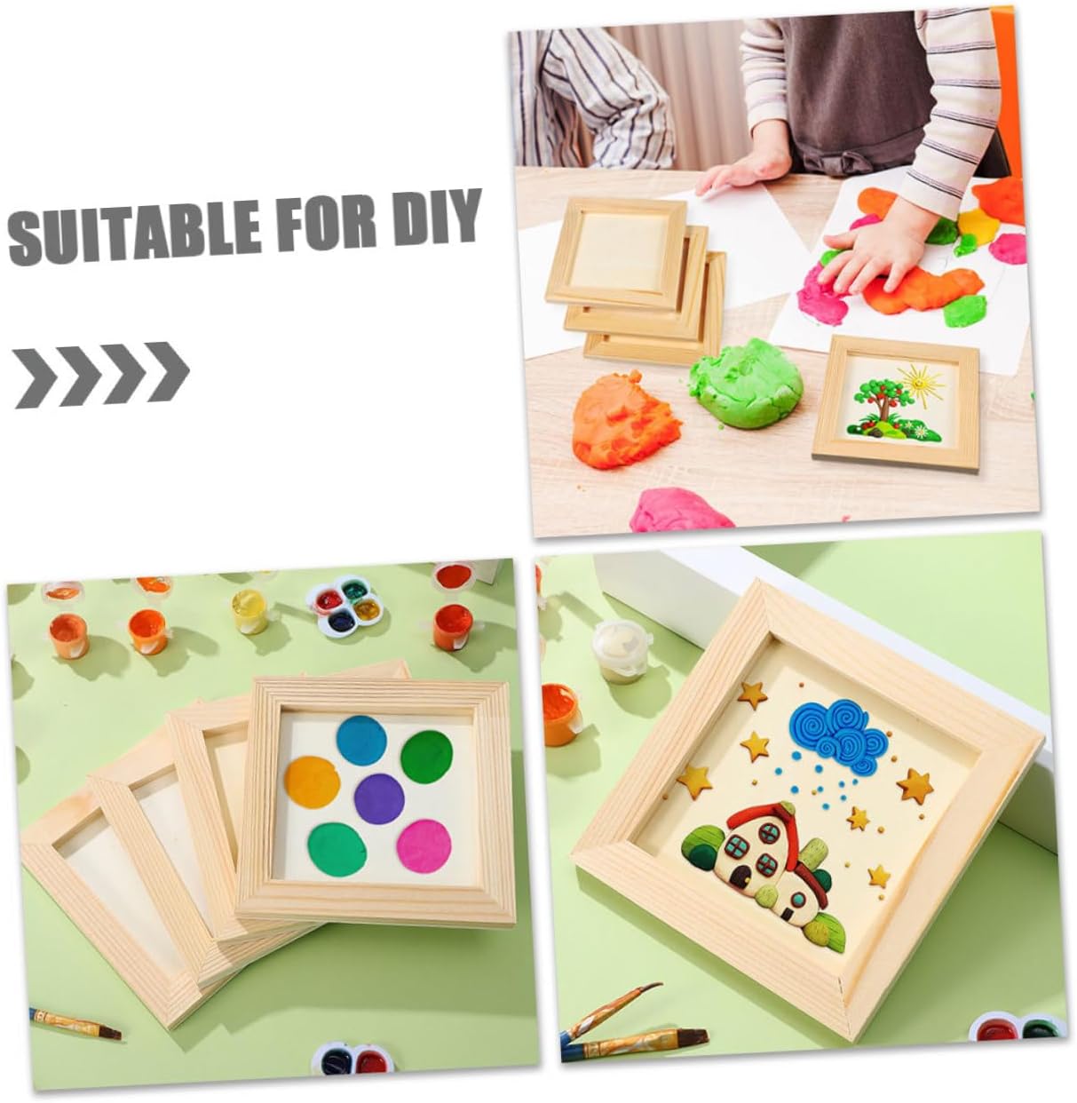 5pcs DIY Wooden Picture Frames 20x20cm with 16.5x16.5cm Inner Size Blank Craft Photo Frames for ’ Art Projects and Room Décor