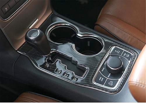 Miniatura 5 de YOCTM Compatible con Jeep Grand Cherokee 2011 2012 2013 Cubierta de palanca de cambios Accesorios interiores de fibra de carbono real consola