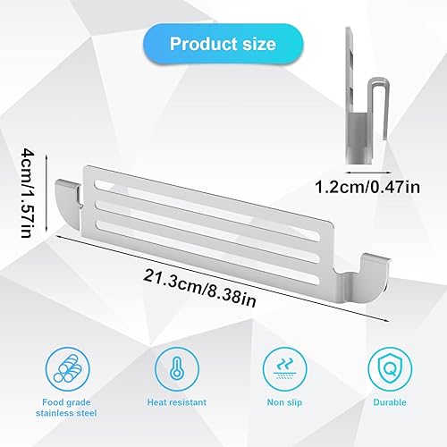 Miniatura 2 de 1 soporte para espátula para plancha Blackstone, soporte de espátula de plancha de acero inoxidable con clip en el borde plateado para espátulas de