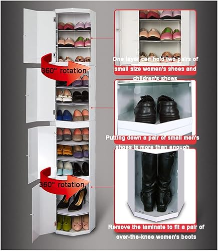 Miniatura 5 de Zapatero - Zapatero redondo creativo giratorio de 360°, organizador estrecho de zapatos, organizador de zapatos de metal para entrada, pasillo,