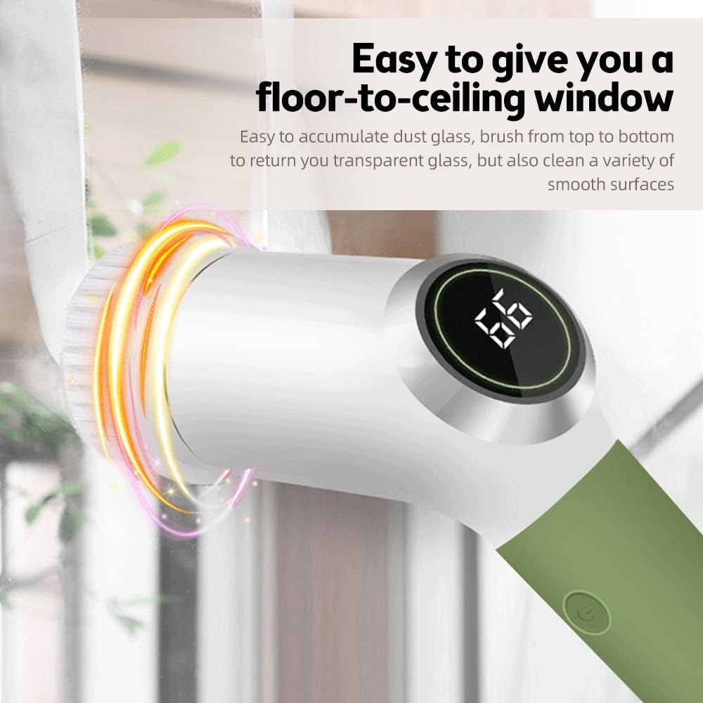 Fregadora Giratoria Eléctrica, Pantalla LCD De Doble Velocidad Impermeable IPX5, Fregadora De Ducha Eléctrica Inalámbrica Con Mango Retráctil, Cepillo De Limpieza Eléctrico For Azulejos De Bañera(Colo