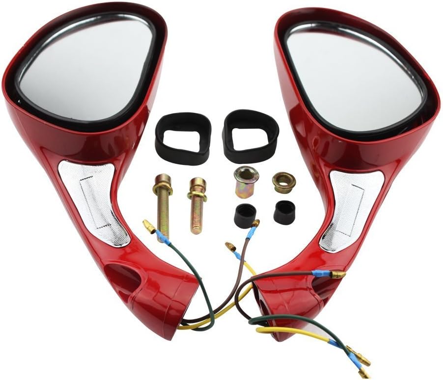 GOOFIT One Pair 8mm Rearview Mirrors for 50cc 70cc 90cc 110cc 125cc 150cc 250cc Scooters Moped Motorcycle Red