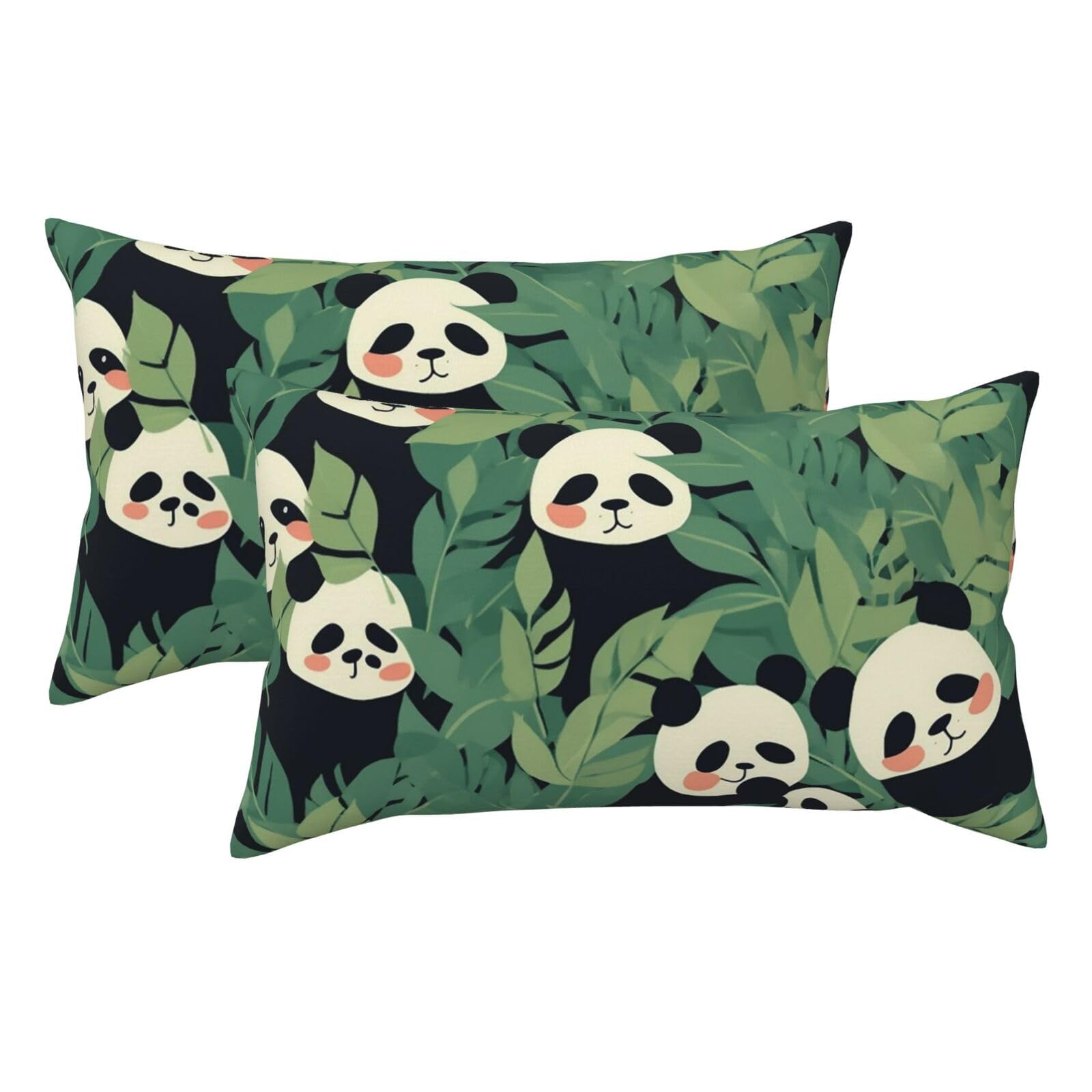 2 Pack King Size Pillow Cases for Hair and Skin Soft Breathable Pillow Case Covers with Hidden Zipper Leaves Panda Pillowcase 20x36 Inches Pillow Covers for Sleeping Gift