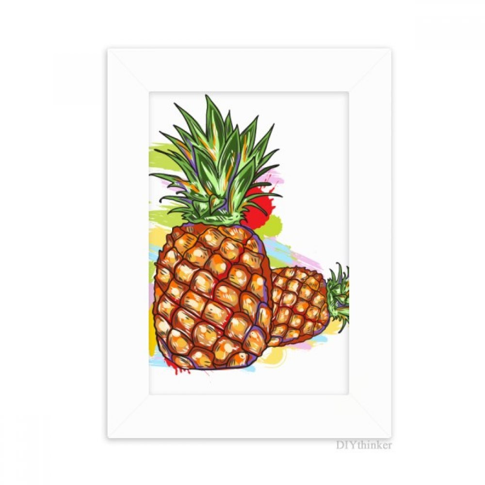 Cadre photo ananas 10x15 blanc peinture art multicolor de table pour decoration maison