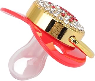 Luqeeg Baby Pacifier Symmetrical One Piece Design Nipple Shape Helps Promote Healthy Oral Development Ultra Light Soft Bling Silicone Newborn Pacifier for 6 to 18 Months Infant (Red)