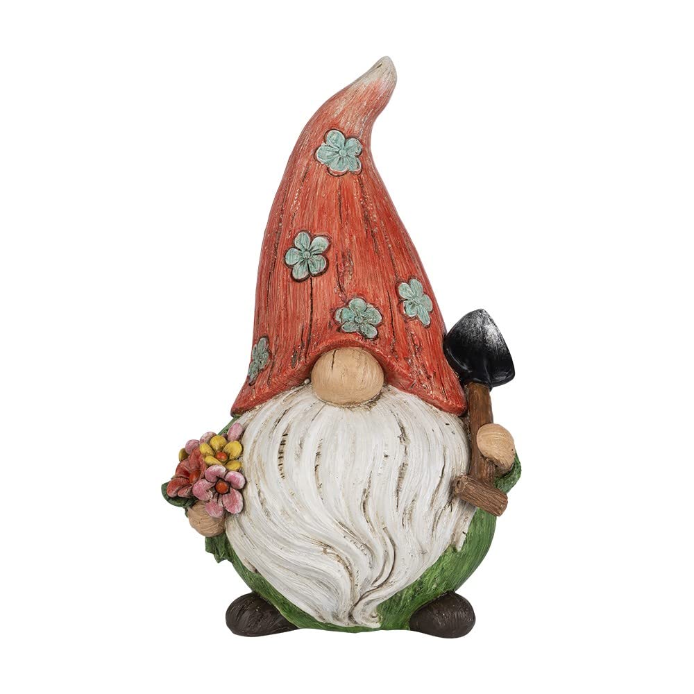 Ideen mit Herz Figura decorativa gnomo con pala | giardino | nano da giardino per esterni | altezza 21 cm | larghezza 13 cm