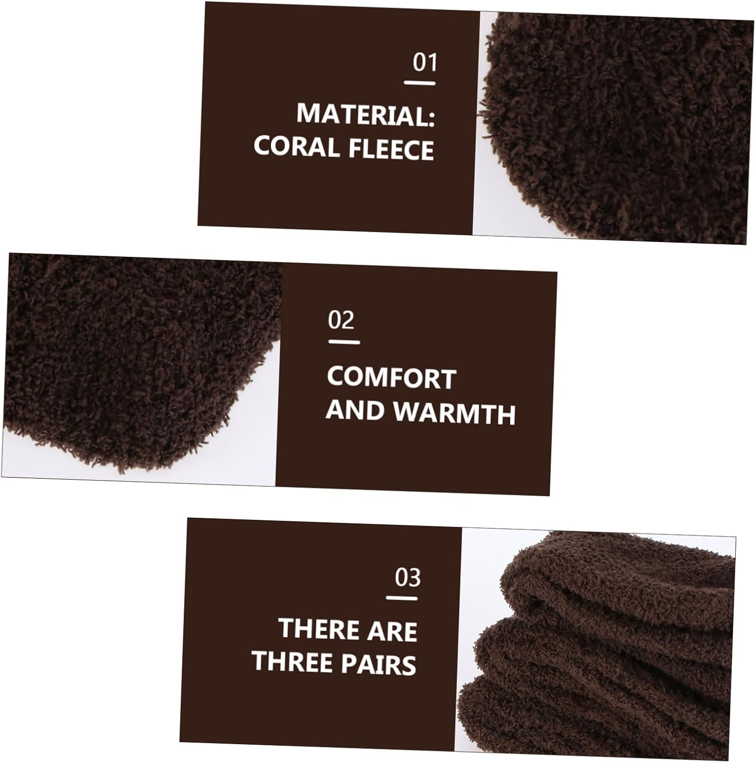 3pairs Men's Fluffy Slipper Socks Warm Coral Fleece Stockings for Winter Cozy Non-slip Fuzzy Sleep Color