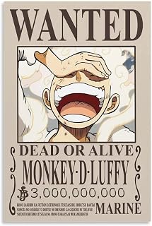 Anime Cartoon Monkey D. Luffy Latest 3 Billion Bailey Wanted Posters Five Gear Sun God Nika Form Aesthetic Room Decor Merch Art Wall Print Wallpaper for Bedroom for Teen Girls Boys 12x18inch(30x45）