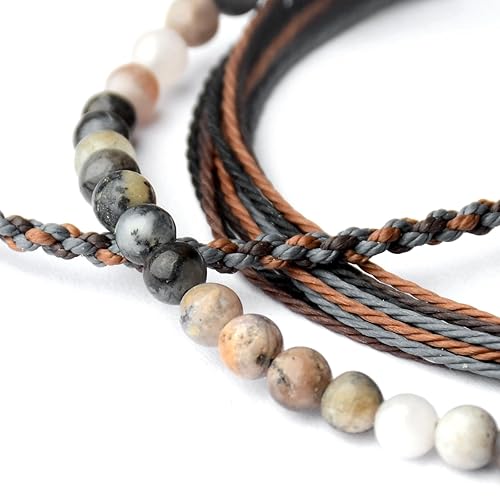 Miniatura 19 de Handmade Natural Stone Beaded Healing Bracelet Gift for Men Adjustable Rope String Bracelet (picasso jasper, Adjustable)