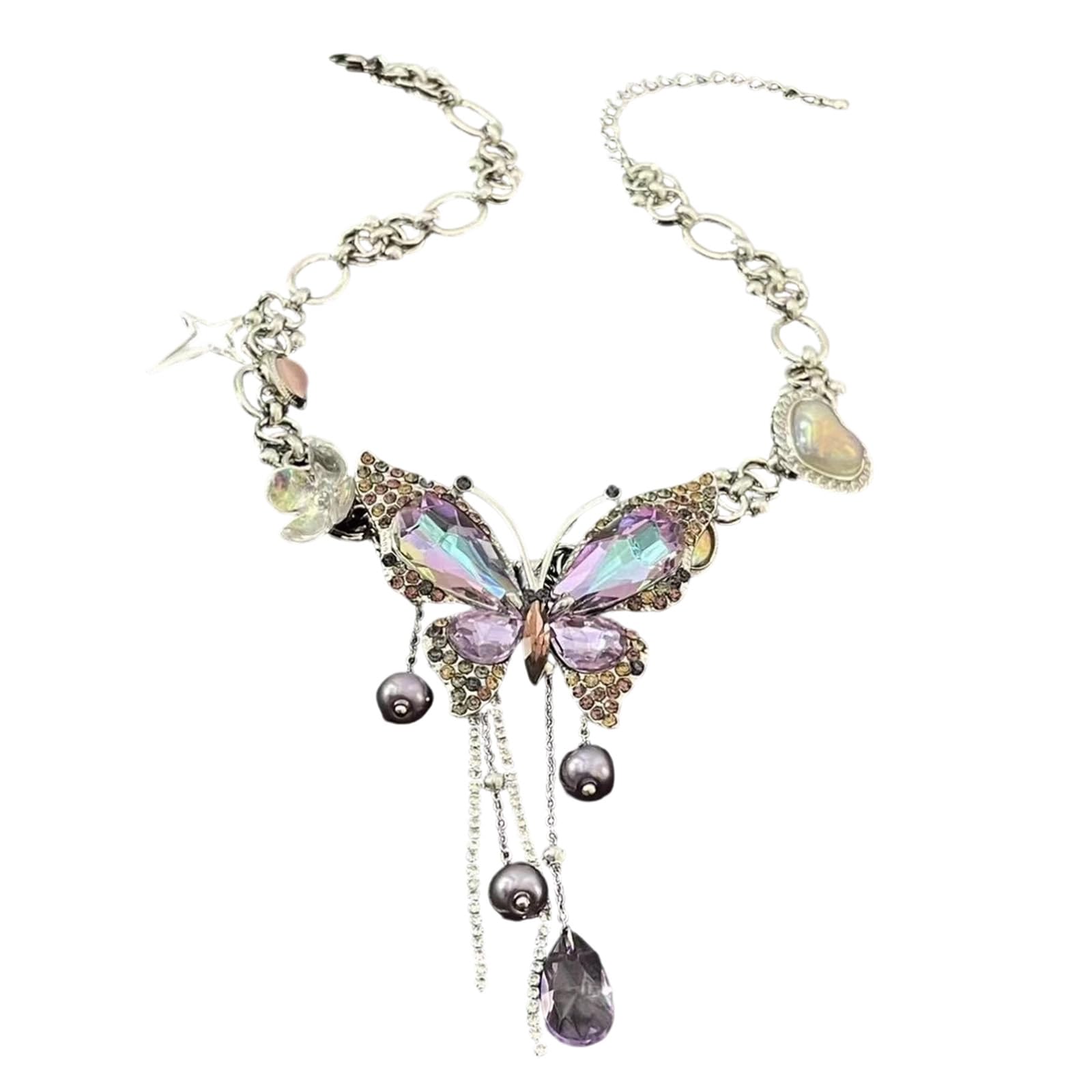 Collier papillon chaîne réglable anti-inconfort avec frange dynamique fluide - 8