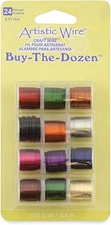 Artistic Wire, 24 Gauge Tarnish Resistant Colored Copper Craft Wire, Buy-The-Dozen, Assorted Colors, 5 yd, 12 spools