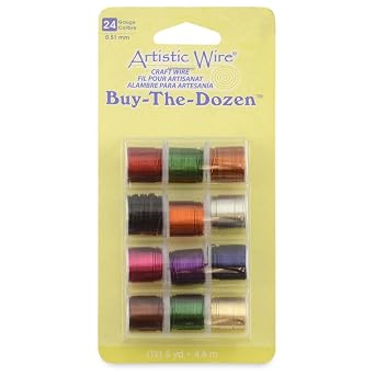 Artistic Wire, 24 Gauge Tarnish Resistant Colored Copper Craft Wire, Buy-The-Dozen, Assorted Colors, 5 yd, 12 spools