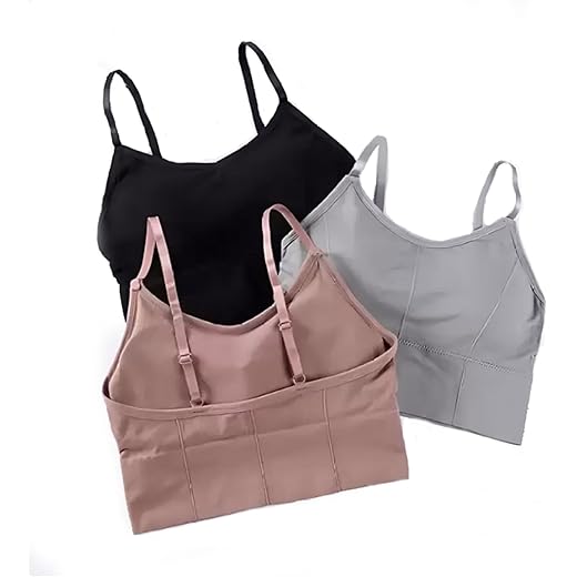 Girls Cotton Padded Sports Bra Pack of 3