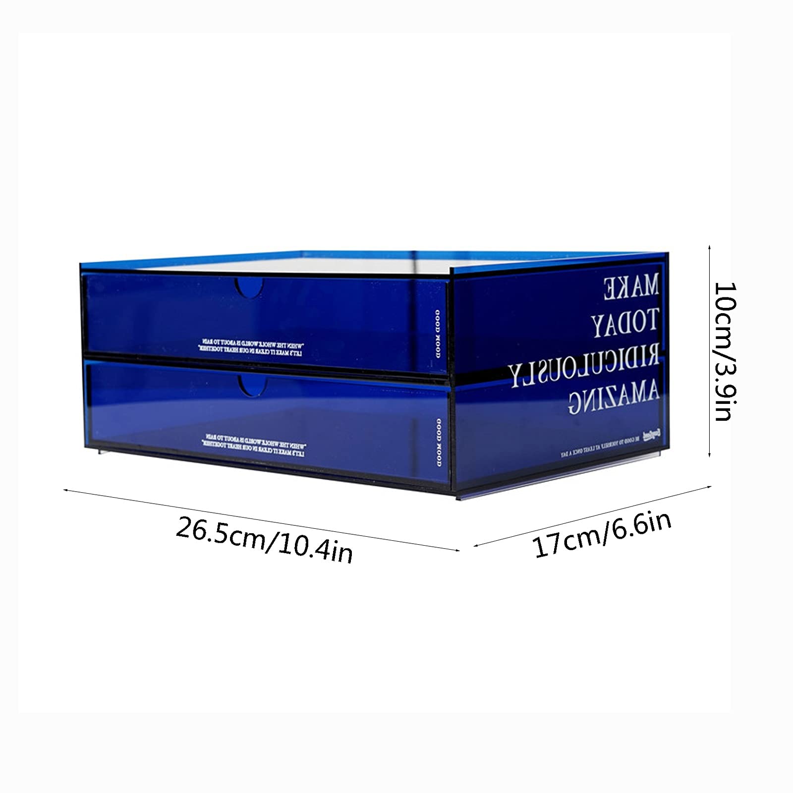 Caja de Almacenamiento de cajones de Escritorio acrílico 2-Cajonera Estantería de Escritorio Organizador apilable Organizador de Escritorio para Suministros de Oficina, cosméticos, etc.