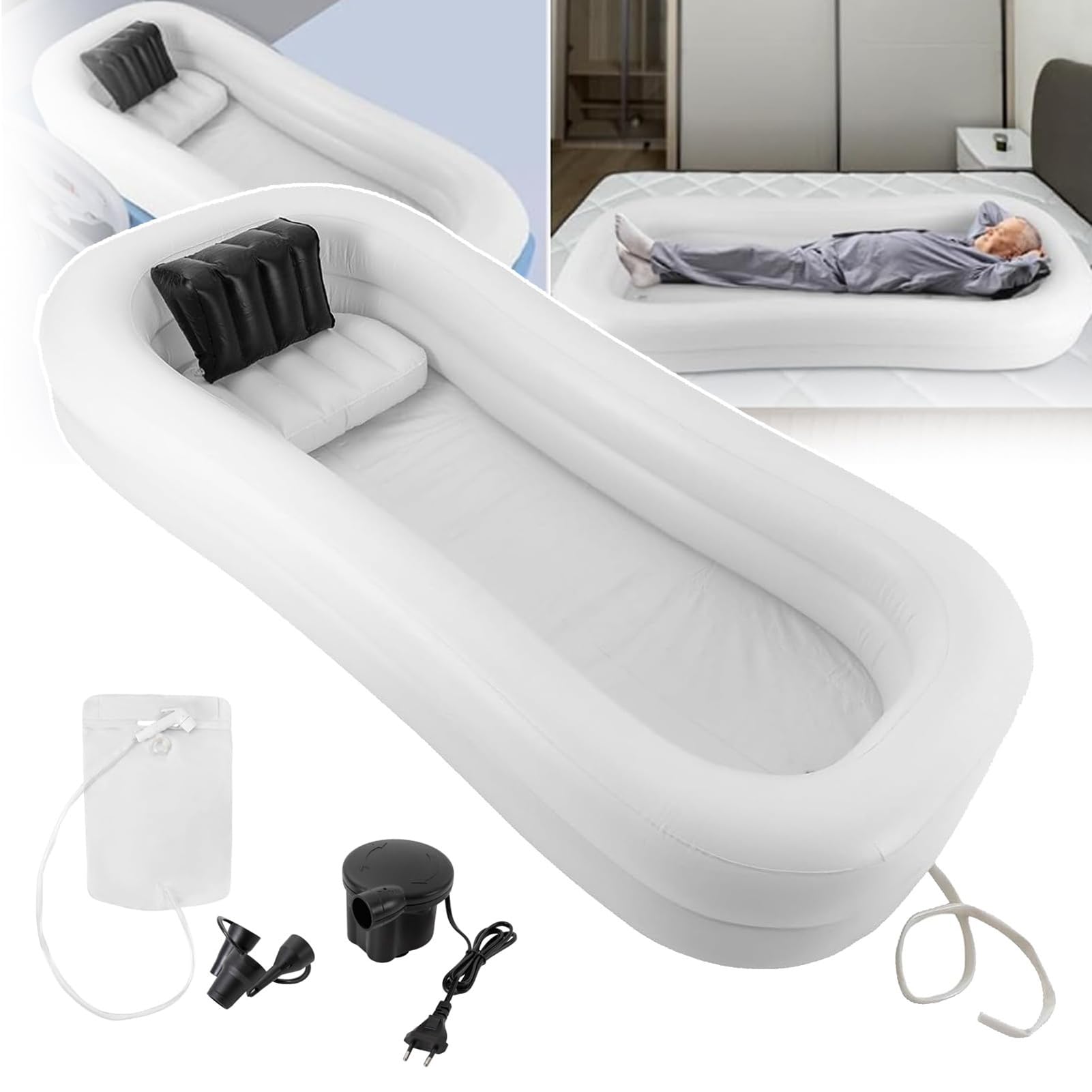 Bañera inflable para encamados que facilita el aseo en cama de pacientes sin esfuerzo
