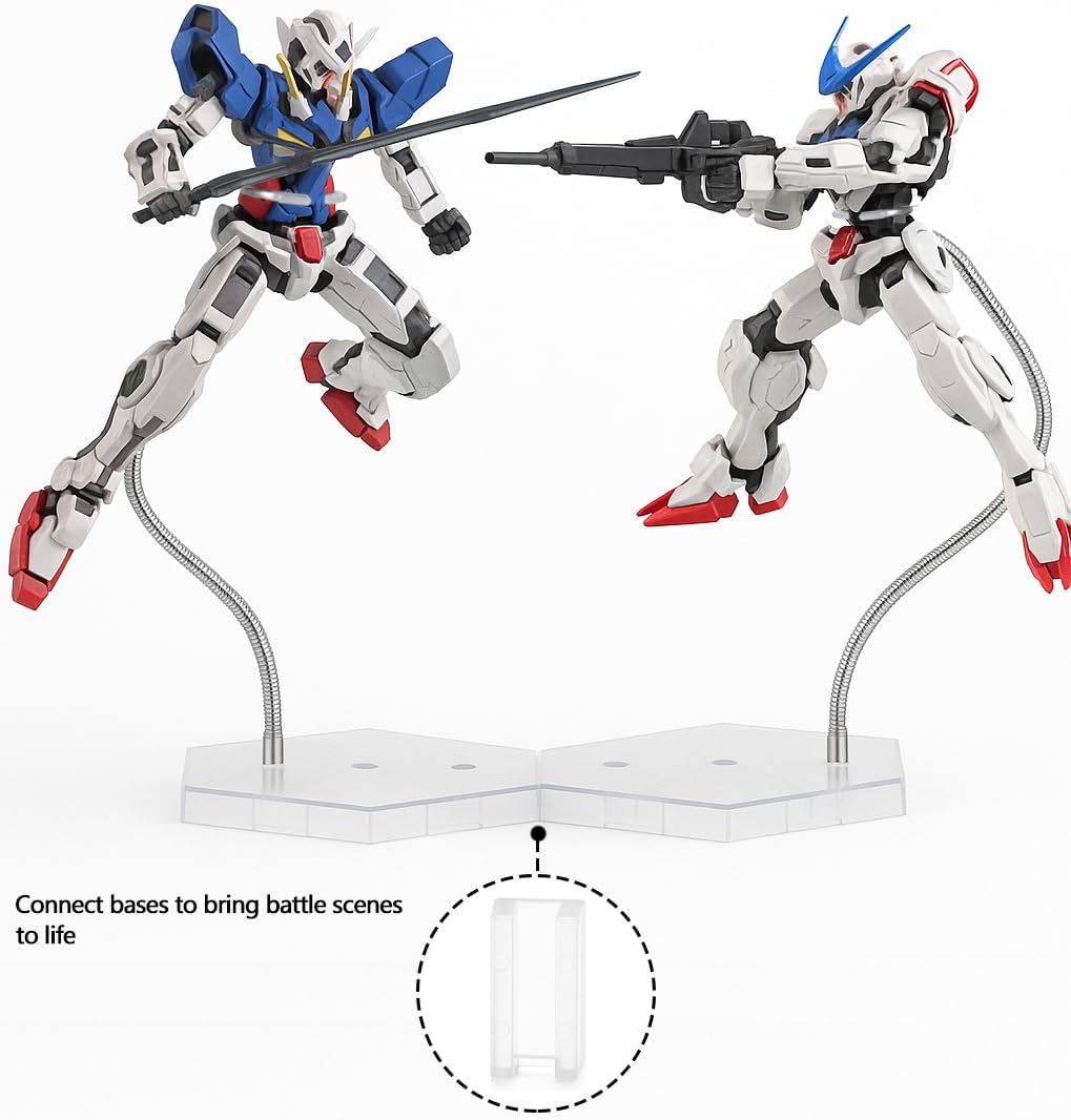 2 Pack Large Silver Action Figure Stand –Stop Motion Rig with Adjustable Dual-Arm Clip for 1/6 1/9 1/12 Scale Figures – Action Figure Display Holder Stand Base Compatible with 12",8",6" Gundam