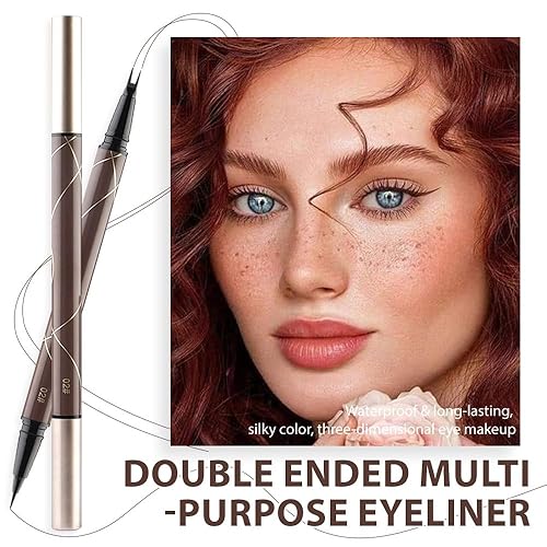 Miniatura 3 de Kaely Delineador de ojos de doble punta y lápiz de pestañas inferiores, bolígrafo de maquillaje multifunción para cejas y ojos, sello líquido de