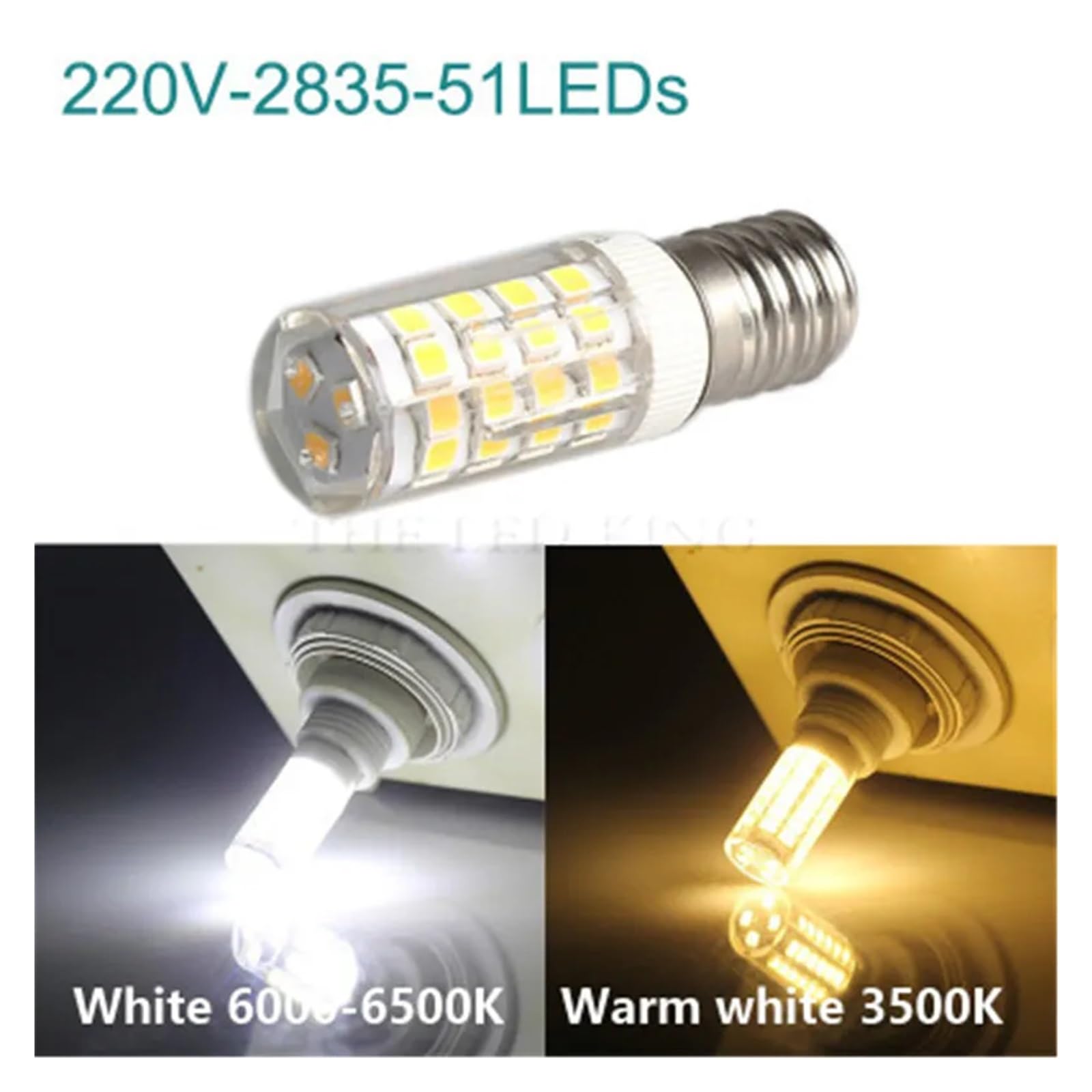 eufeifeiegds 1 szt. Żarówka LED E14 7W zamiennik żarówki kukurydzianej do okapu kuchennego, komina, lodówki i kuchenki(4pcs,Cold White,9W 75LEDs)