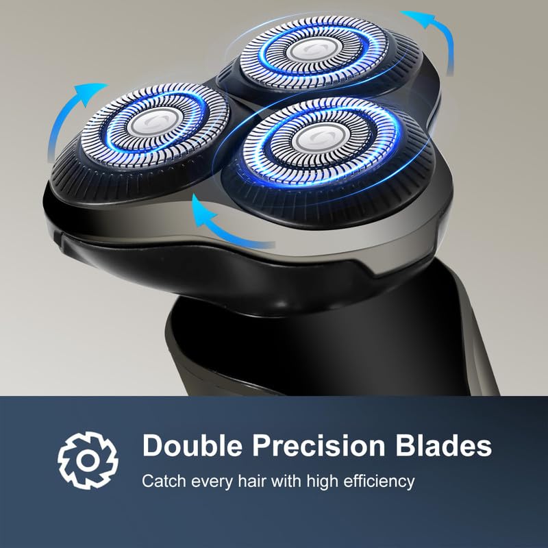 Image of SOLIMPIA HT-925 Cordless Rechargeable Waterproof 3 Head Electric Shaver Wet & Dry Rotary Shavers for Men Super-Fast Charge 120 minutes Runtime with LED Digital Display