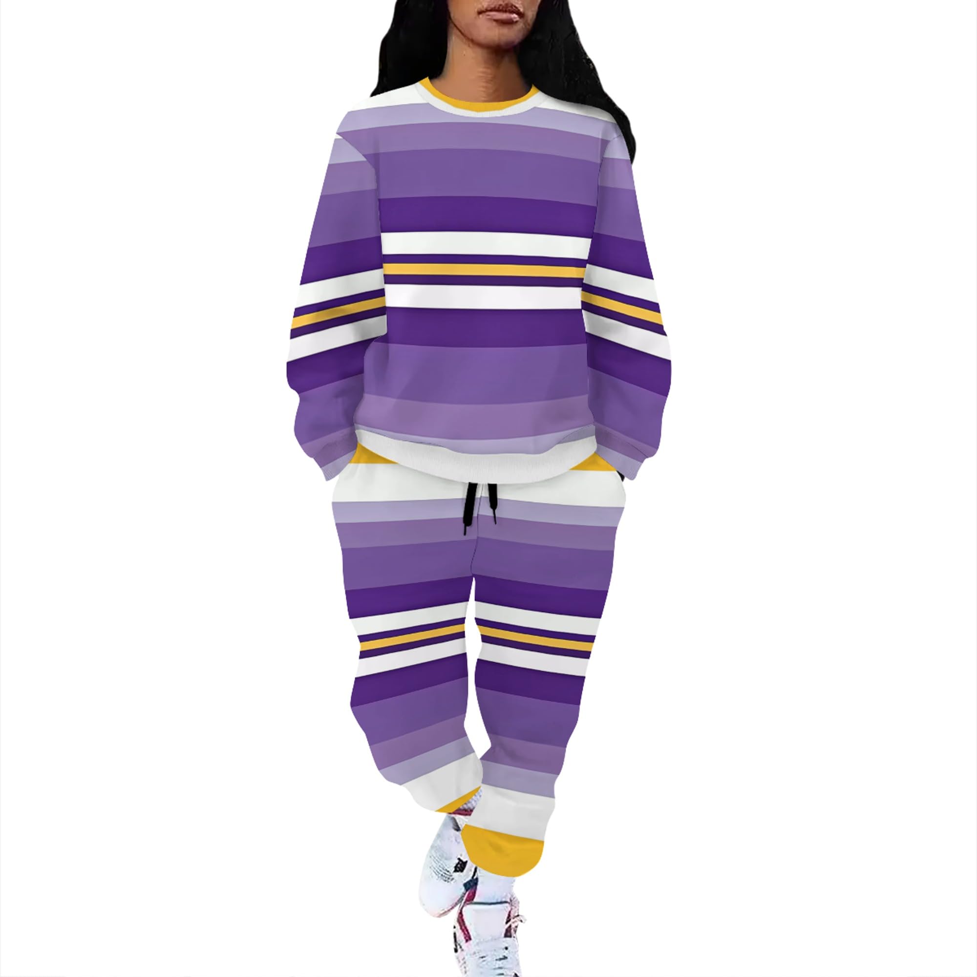 2 Piece Sets for Women Fall Crew Neck Long Sleeve Sweatsuit Set for Women 2 Piece Jogger Sets