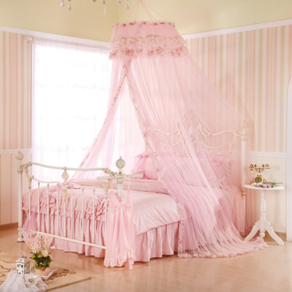 ODIUHEOHF Bed canopy mosquito net for crib,Twin,Full,Queen or king size bed and travel camping events-pink 100x200cm(39x79inch)