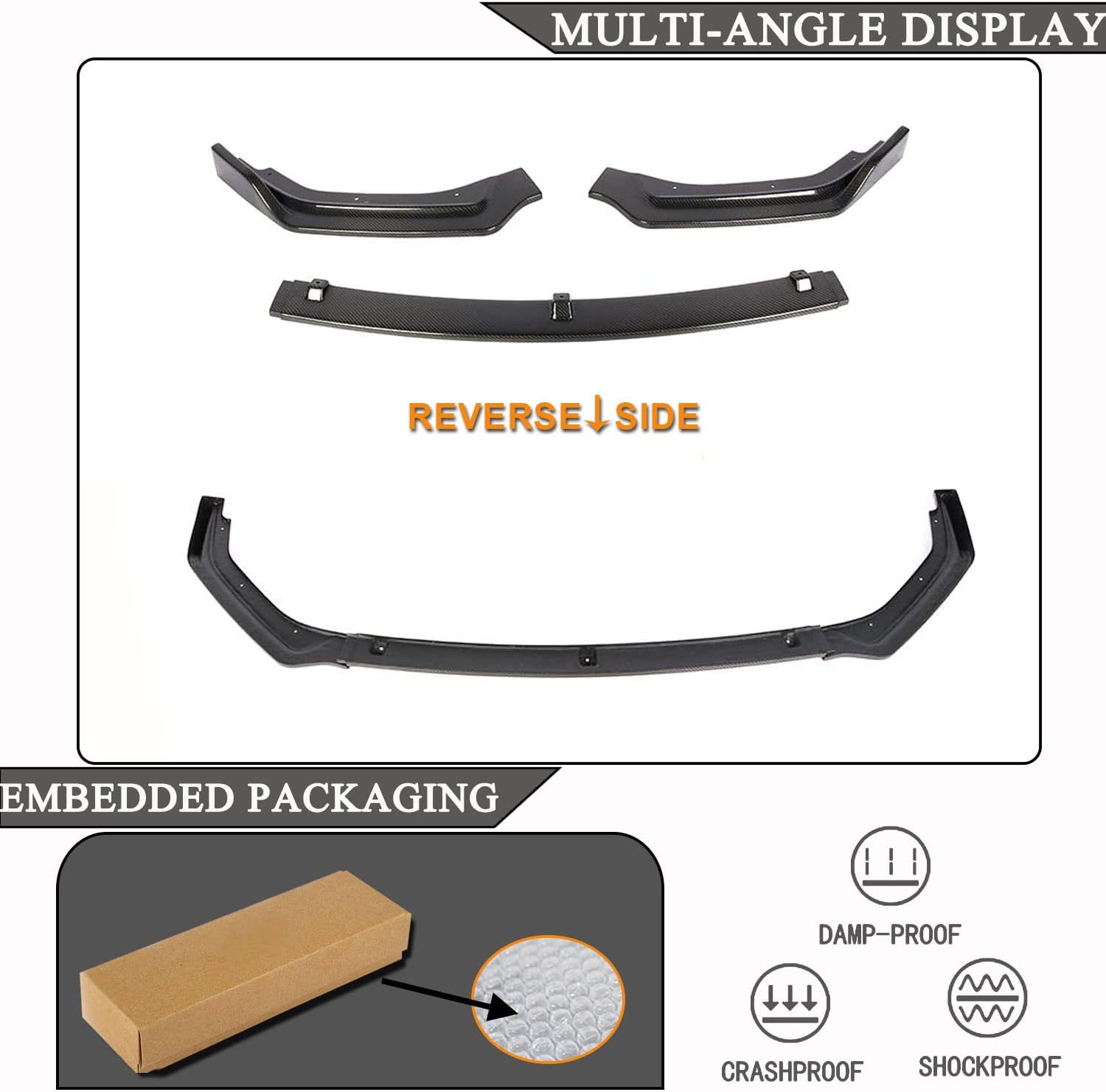 Carbon Fiber Front Bumper Lip for Infiniti Q50 Base Sedan 2018-2022 Add-on Front Chin Spoiler Splitter Protector Factory Outlet 3PCS