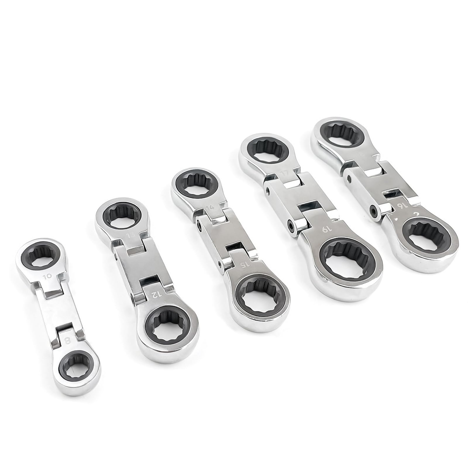 5Pcs Ratchets Wrench Flexible Head Double Joint Long Metric Ratcheting Wrench Car for Maintenance Repair Car Service Equipment
